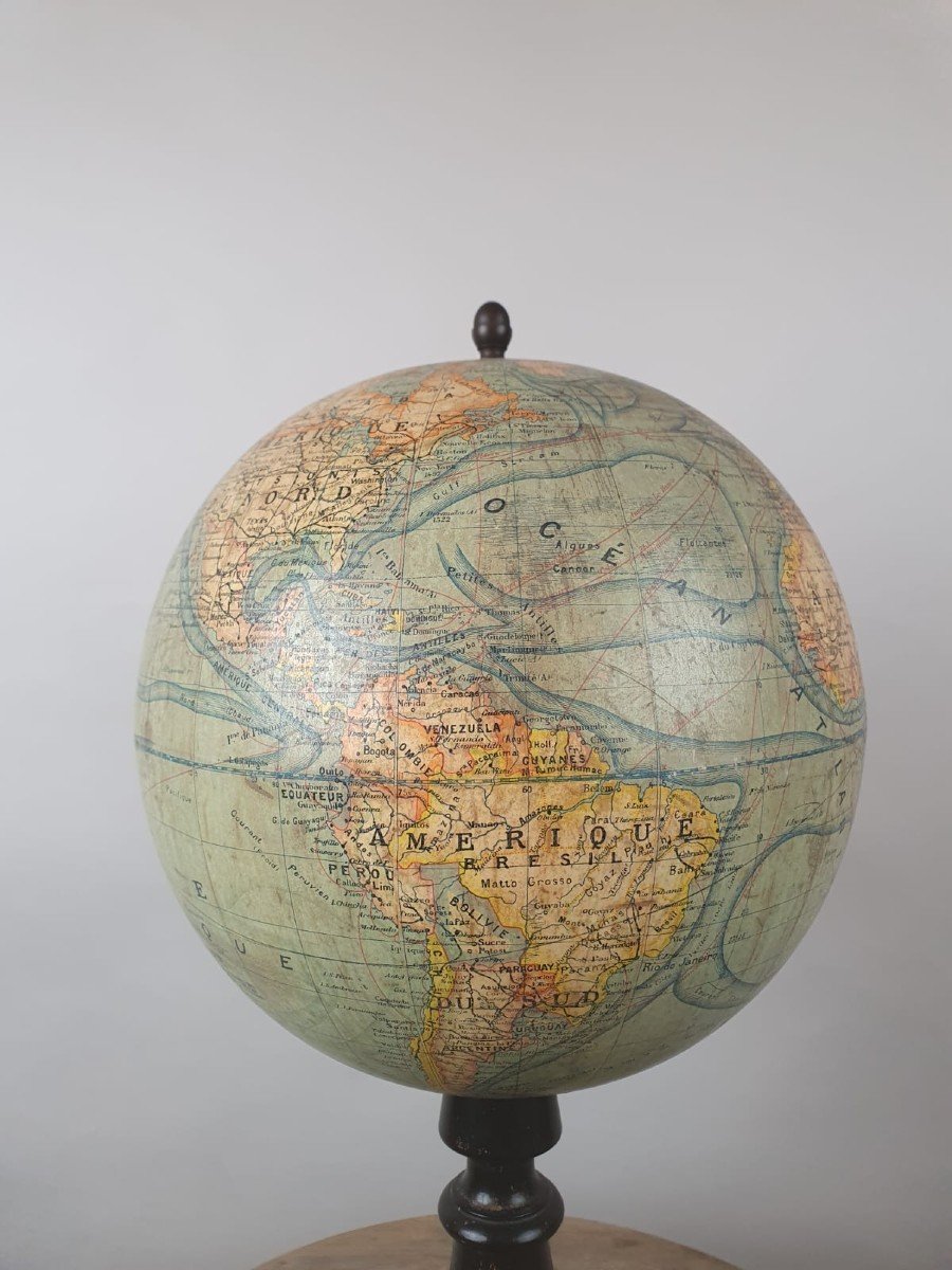 Terrestrial Globe, Early 20th, Blackened Wooden Base -photo-2