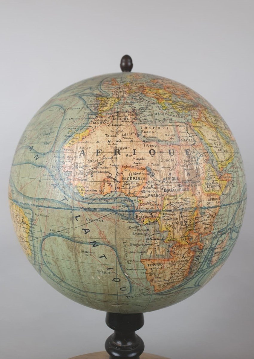 Terrestrial Globe, Early 20th, Blackened Wooden Base -photo-4