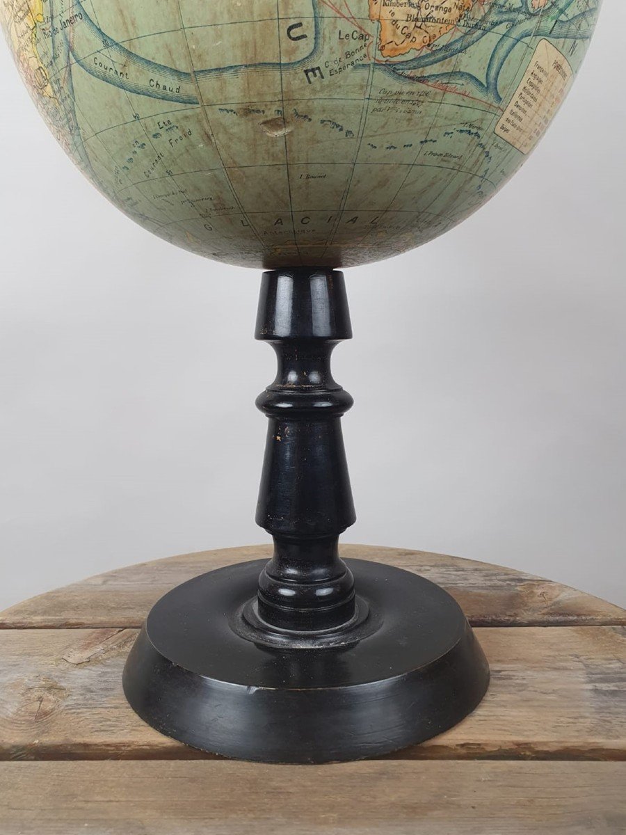 Terrestrial Globe, Early 20th, Blackened Wooden Base -photo-1