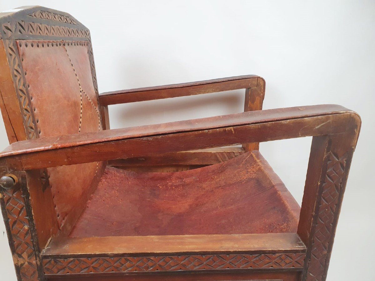 Fauteuil d&#039;&eacute;poque Art D&eacute;co, Travail Marocain Vers 1930-photo-4