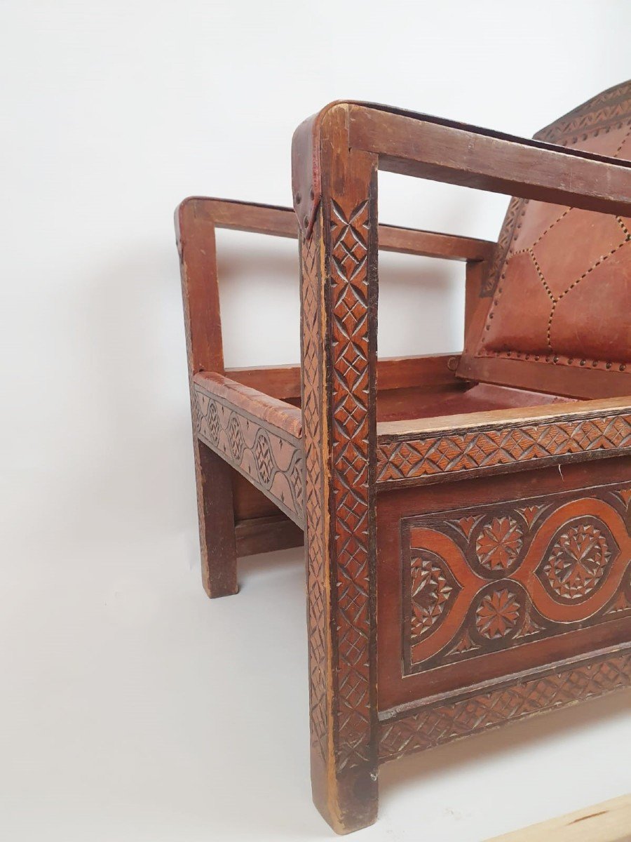 Fauteuil d&#039;&eacute;poque Art D&eacute;co, Travail Marocain Vers 1930-photo-4