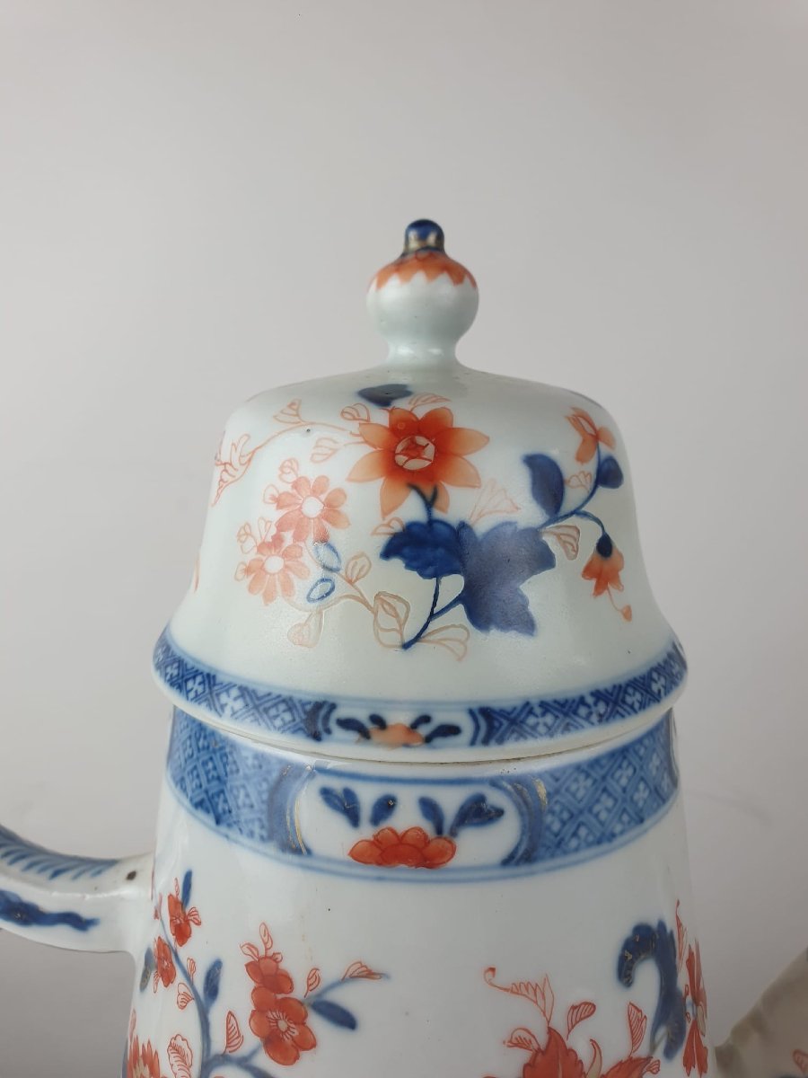 Large Chinese Porcelain Coffee Pot, 18th Century-photo-3
