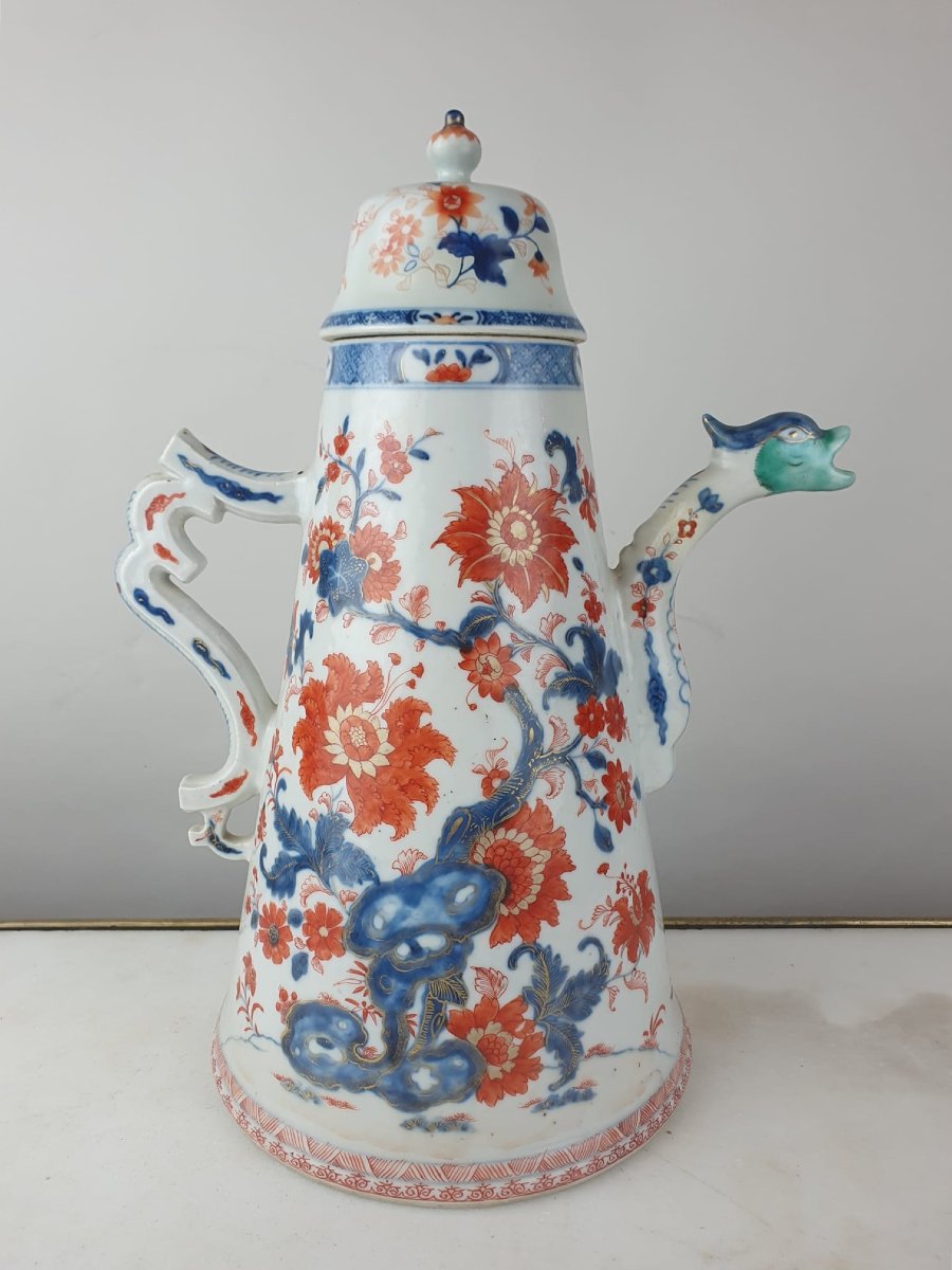 Large Chinese Porcelain Coffee Pot, 18th Century-photo-1
