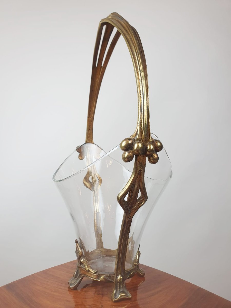 Coupe En Cristal Et Bronze Art Nouveau-photo-2