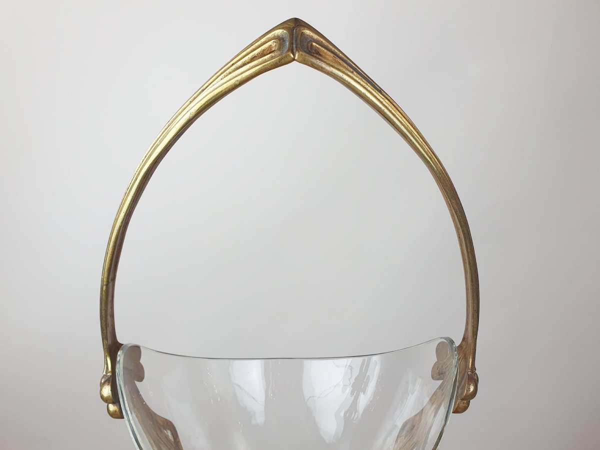 Coupe En Cristal Et Bronze Art Nouveau-photo-3