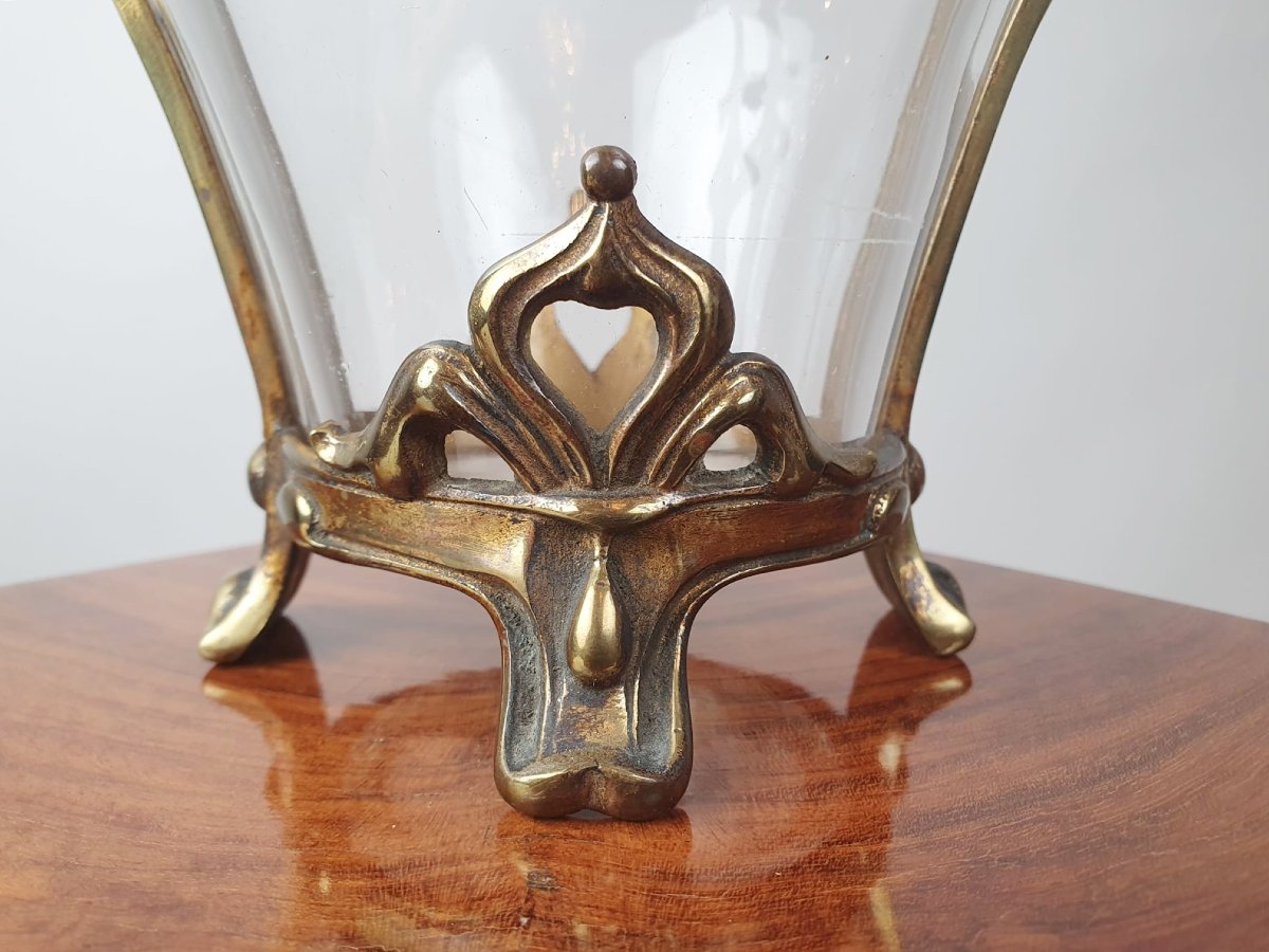 Coupe En Cristal Et Bronze Art Nouveau-photo-4