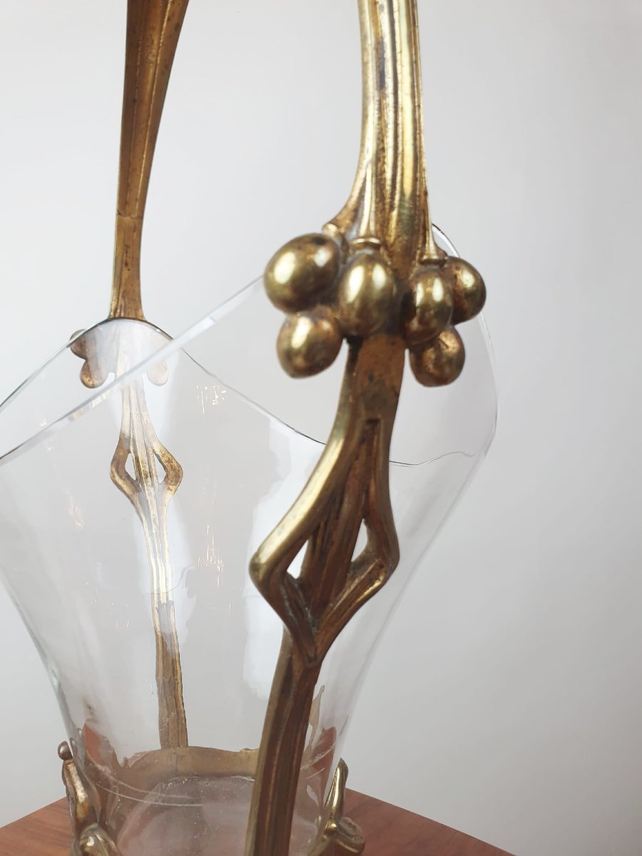 Coupe En Cristal Et Bronze Art Nouveau-photo-1