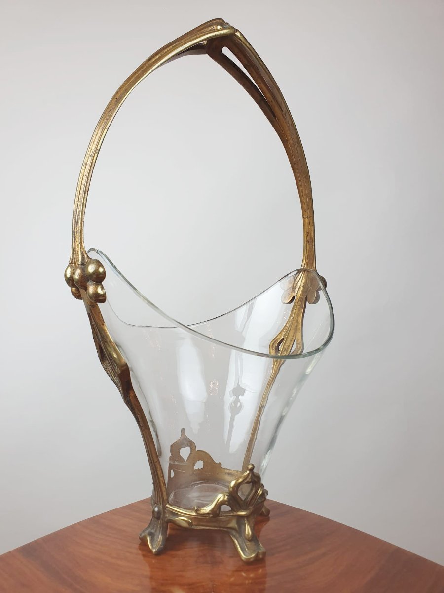 Coupe En Cristal Et Bronze Art Nouveau-photo-3