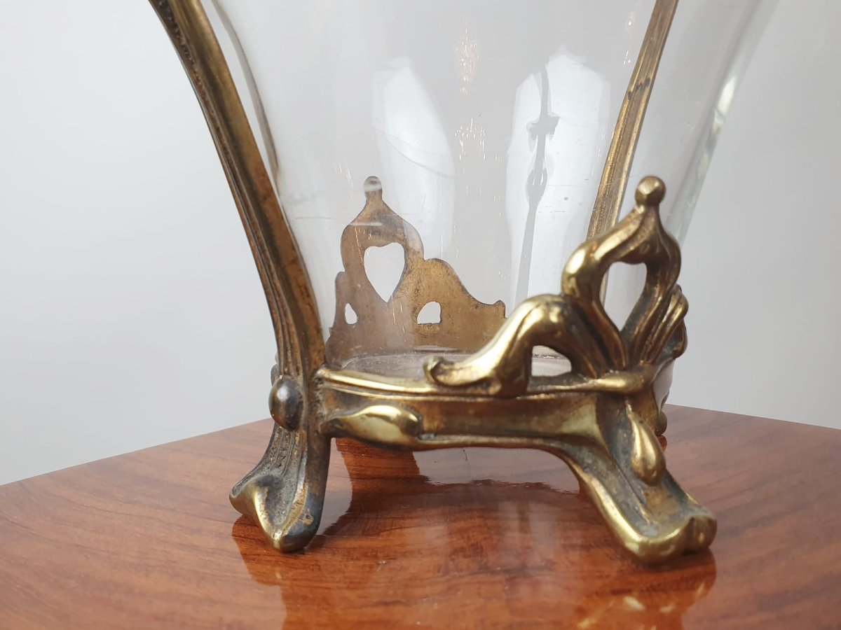 Coupe En Cristal Et Bronze Art Nouveau-photo-5