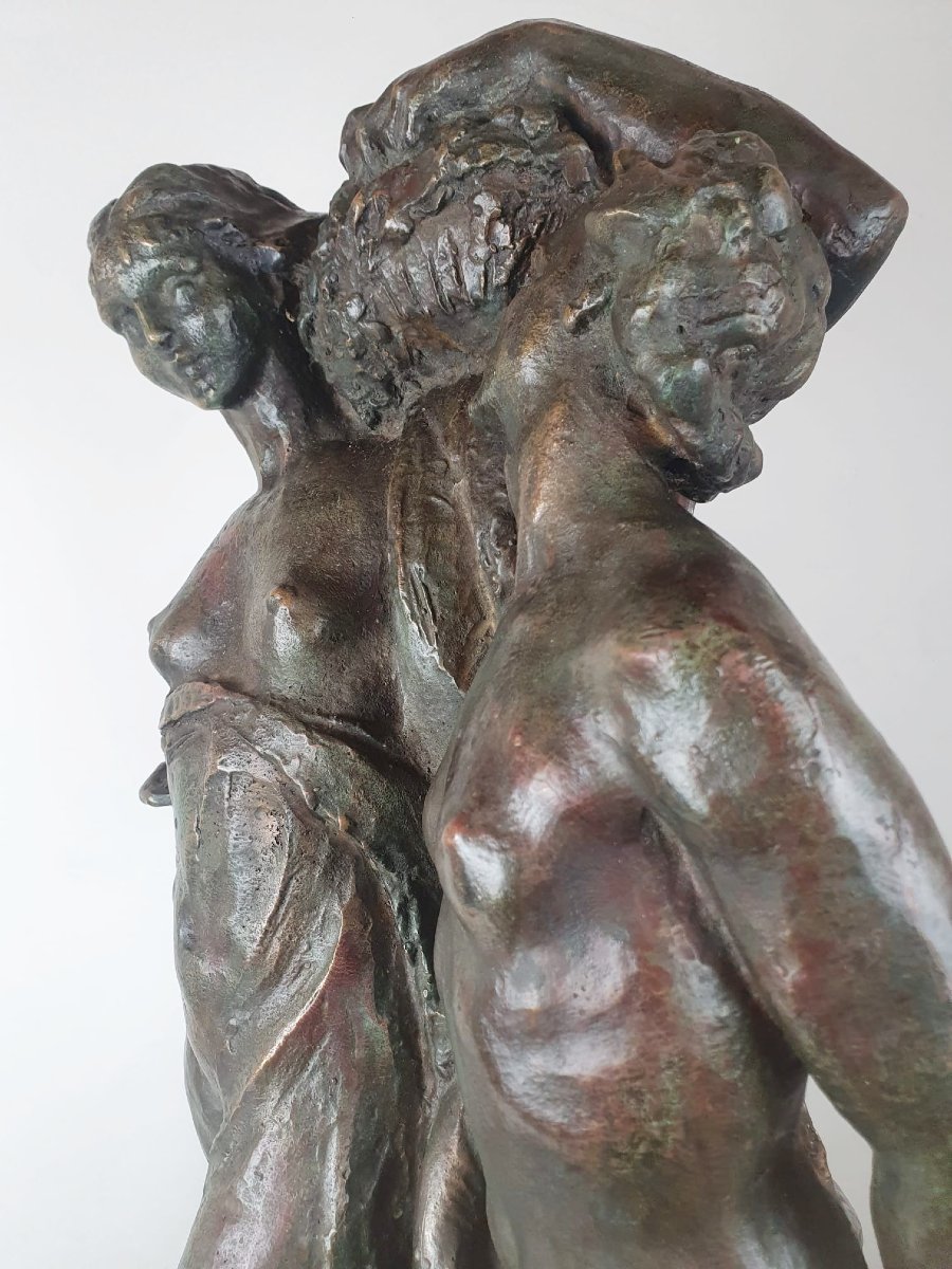 Jos De Decker, Bronze With Green Patina "allegory Of Spring"-photo-3