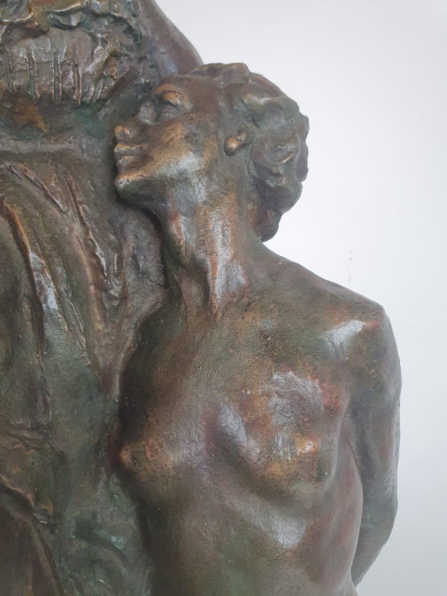 Jos De Decker, Bronze With Green Patina "allegory Of Spring"-photo-2