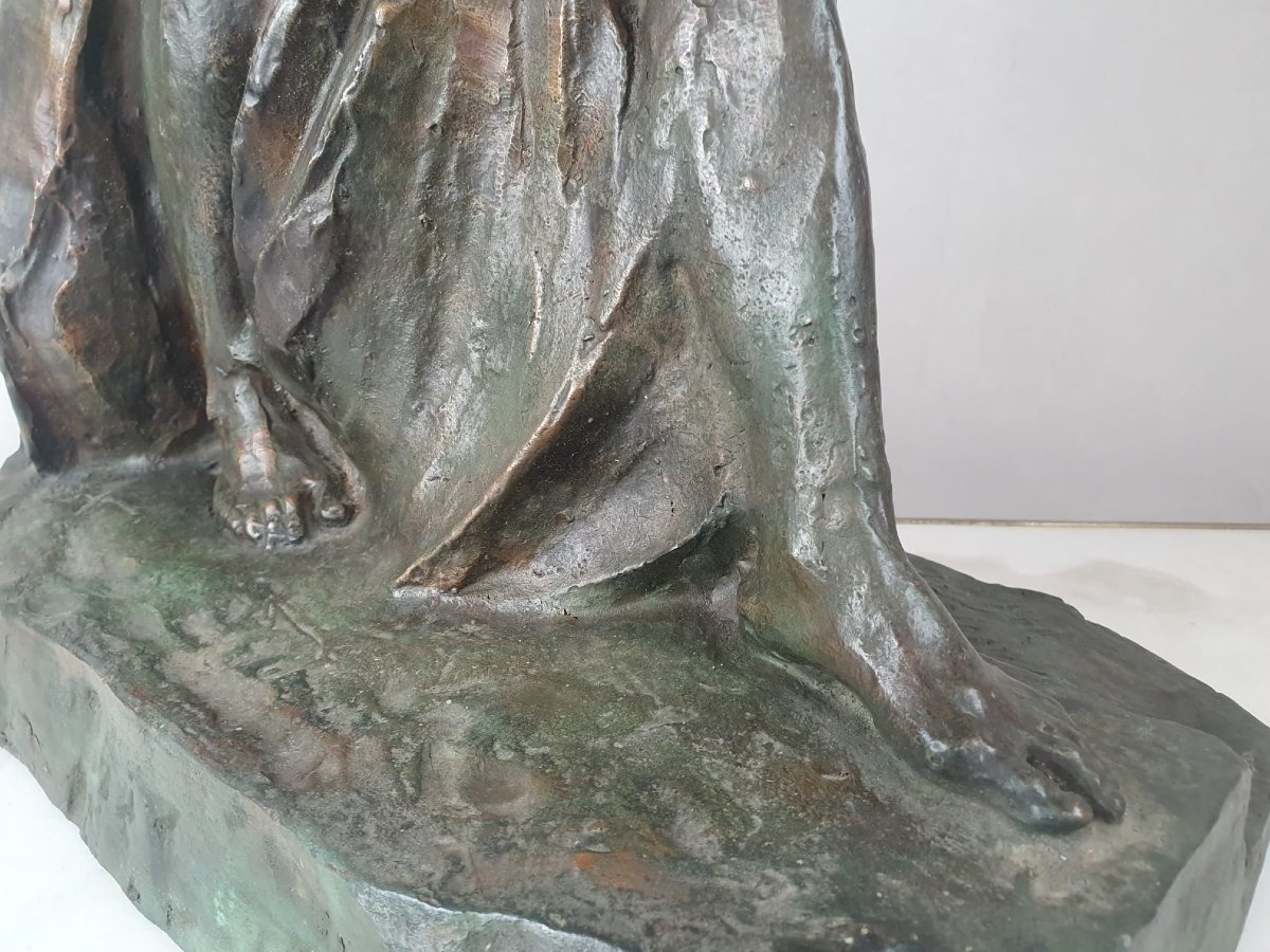 Jos De Decker, Bronze With Green Patina "allegory Of Spring"-photo-3