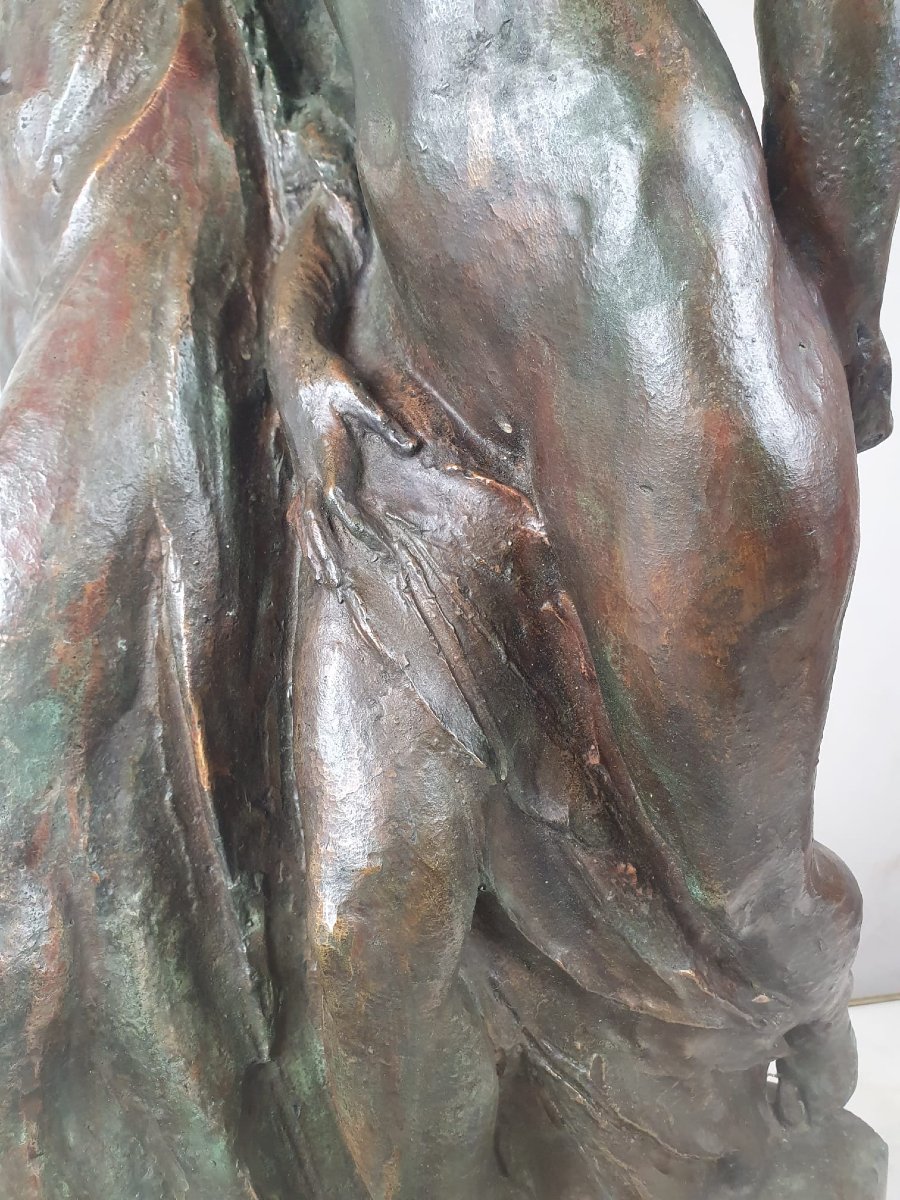 Jos De Decker, Bronze With Green Patina "allegory Of Spring"-photo-6