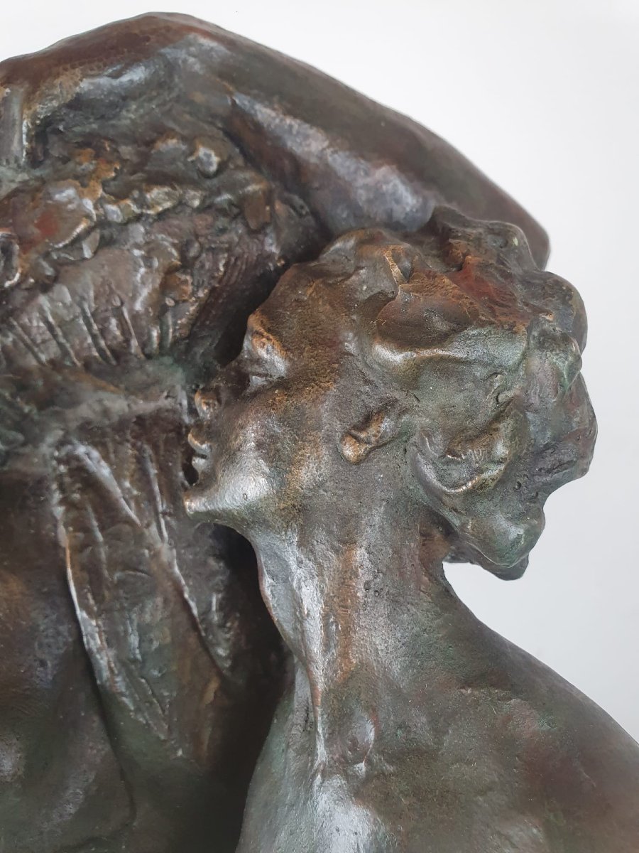 Jos De Decker, Bronze With Green Patina "allegory Of Spring"-photo-7