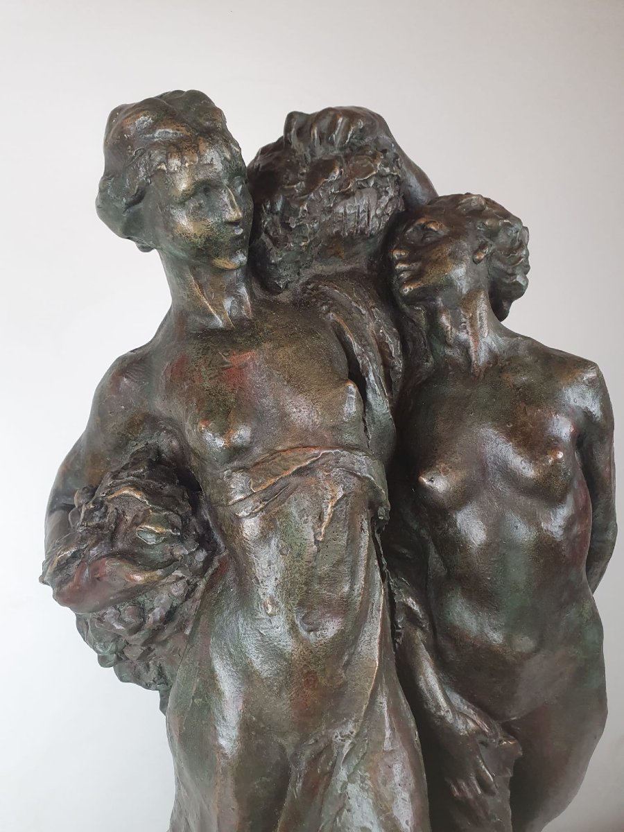 Jos De Decker, Bronze With Green Patina "allegory Of Spring"-photo-8