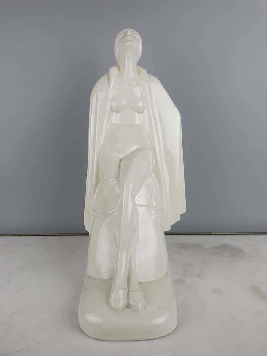 Louis Rivet, Crackle Earthenware "bathrobe" France Circa 1930-photo-2