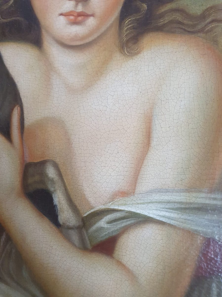 After Jean Batiste Gruze, Pair Of Oil On Canvas Medallion "portrait Of Young Girls" -photo-7