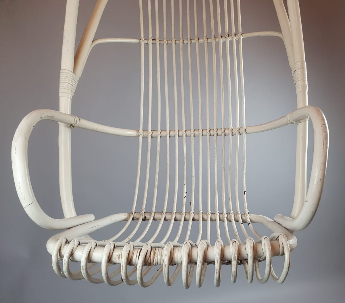 Fauteuil En Osier à Suspendre, Vers 1980-photo-2