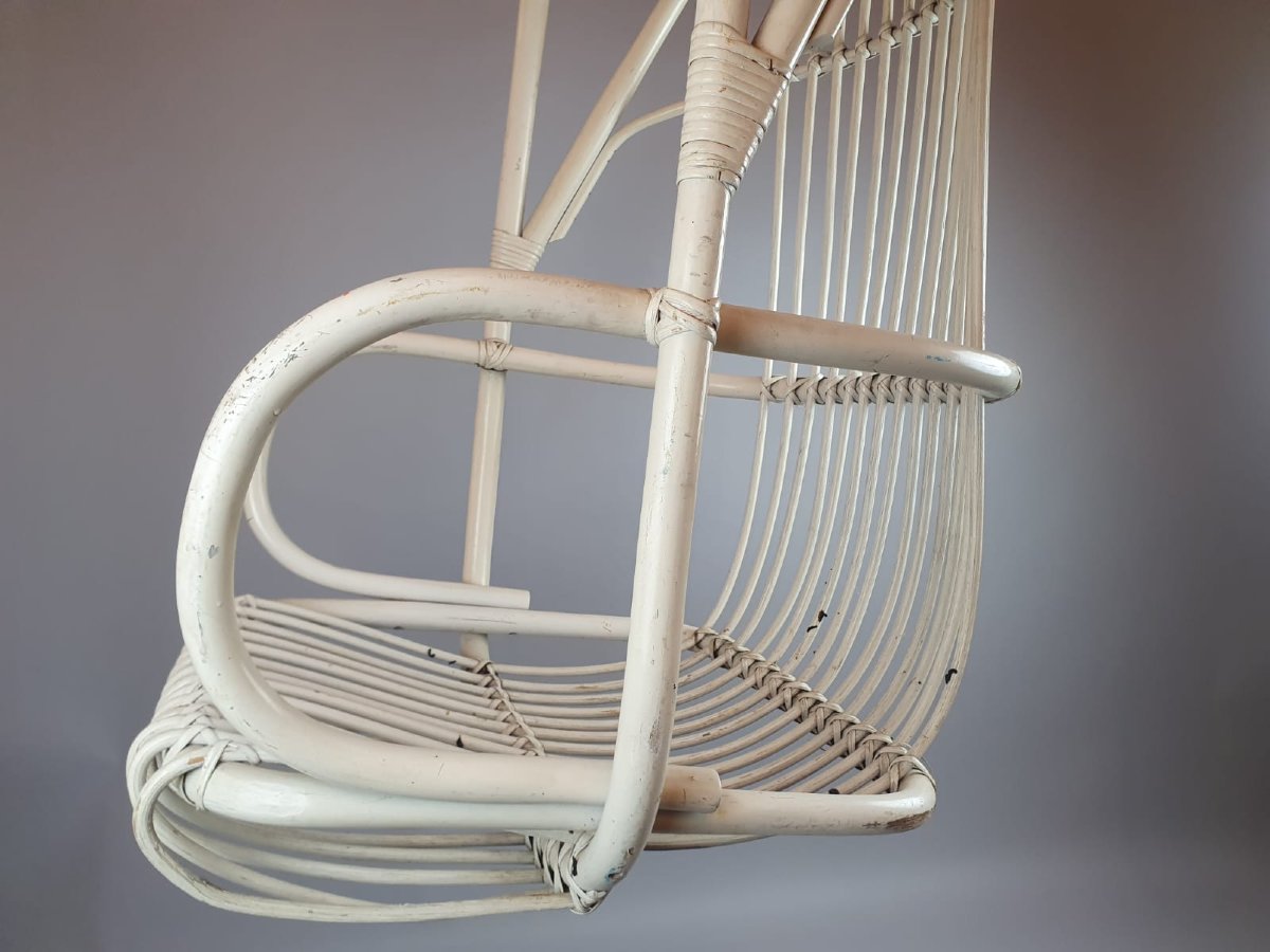 Fauteuil En Osier à Suspendre, Vers 1980-photo-1