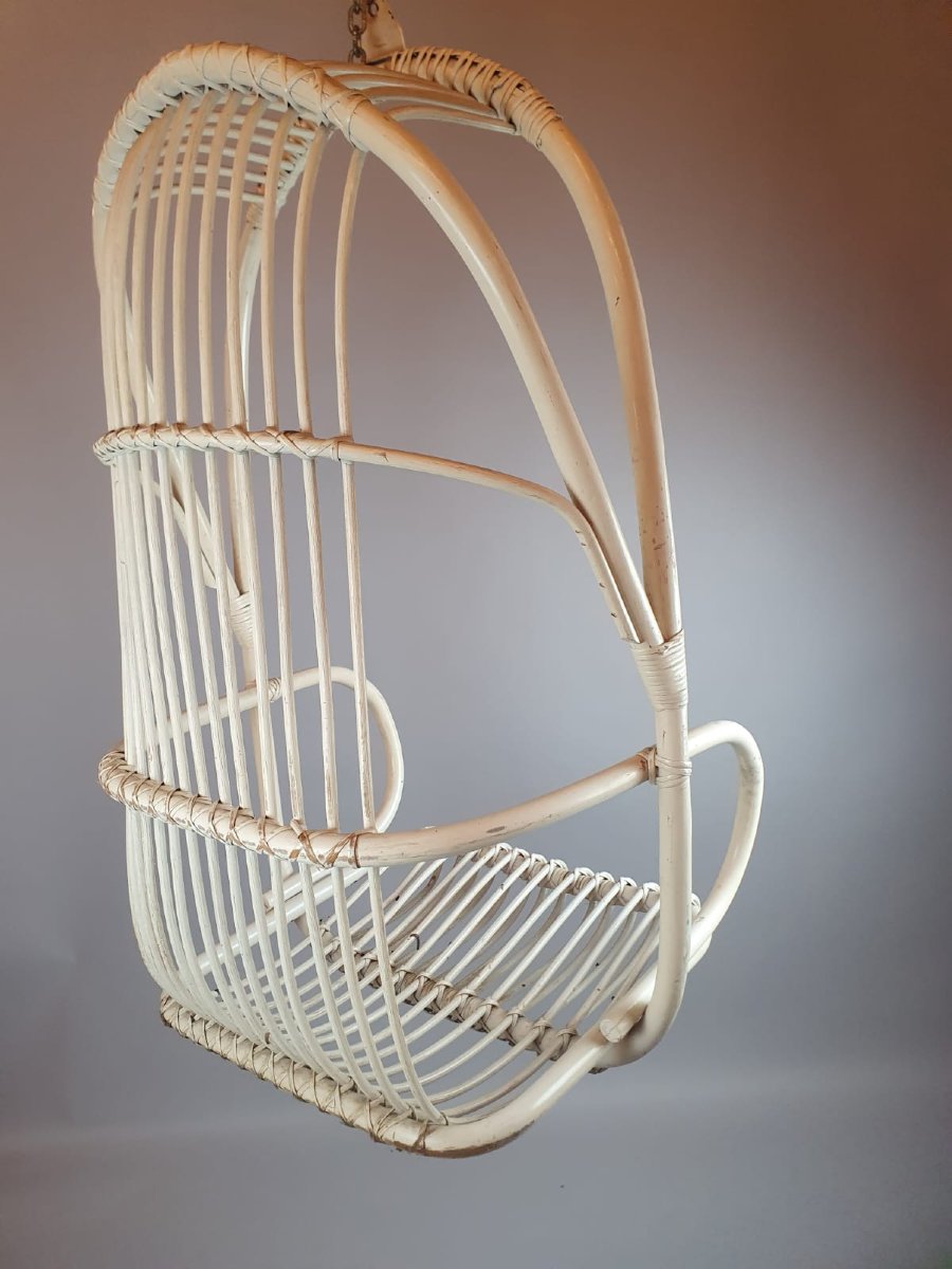 Fauteuil En Osier à Suspendre, Vers 1980-photo-4