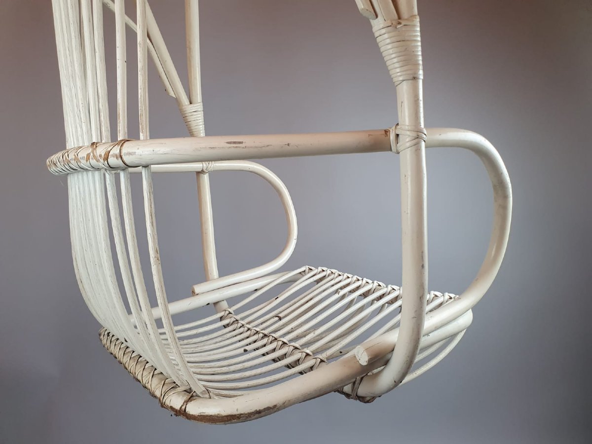 Fauteuil En Osier à Suspendre, Vers 1980-photo-5