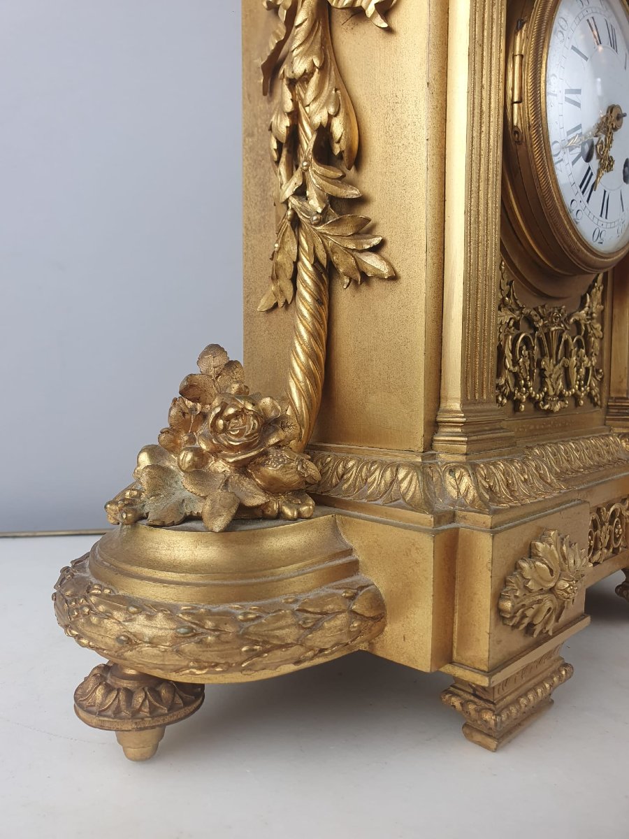 Horloge De Style Louis XVI En Bronze Doré, 19th-photo-3