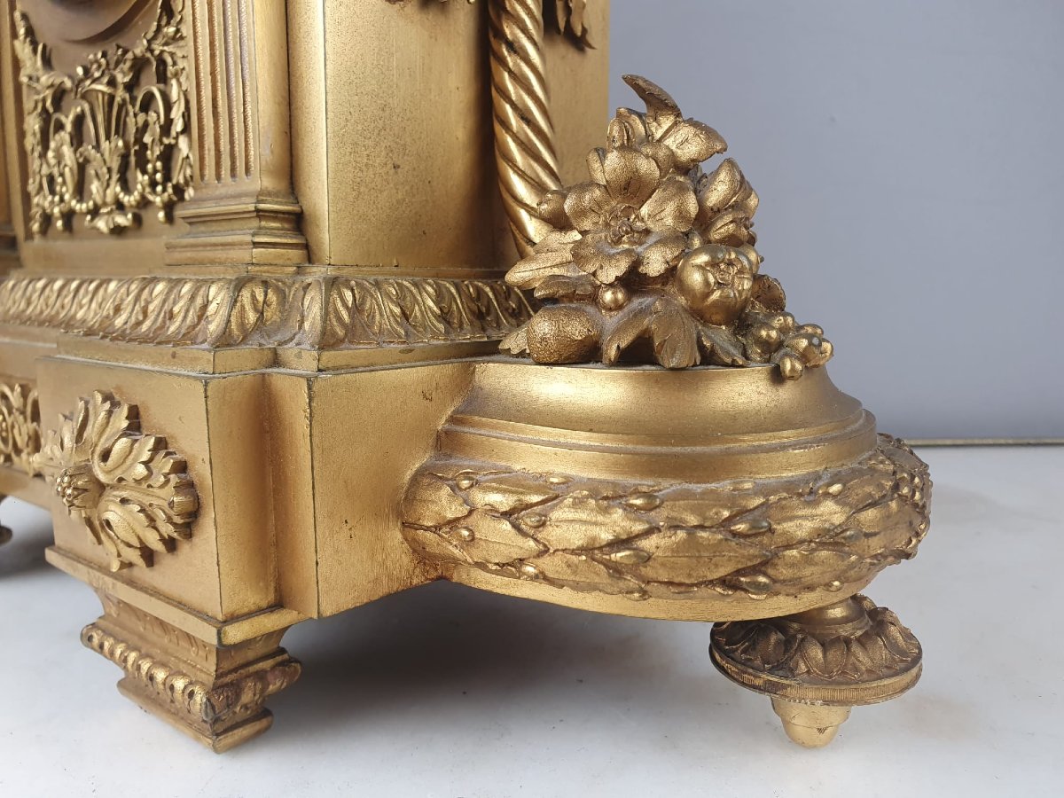 Horloge De Style Louis XVI En Bronze Doré, 19th-photo-7