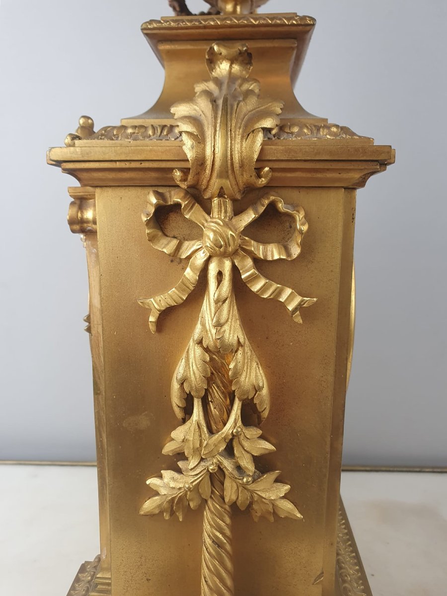 Horloge De Style Louis XVI En Bronze Doré, 19th-photo-8