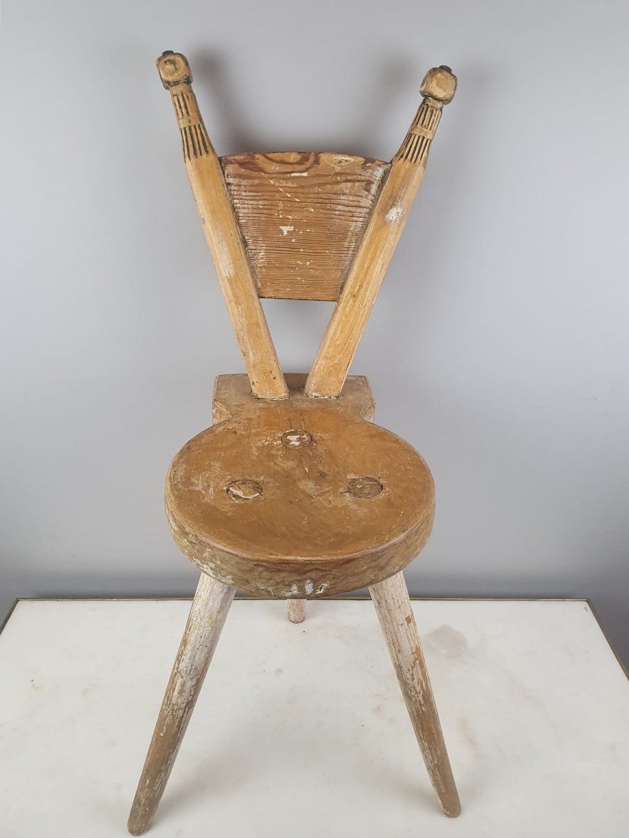 Scandinavian Stool In Fir, Sweden Circa 1960-photo-2