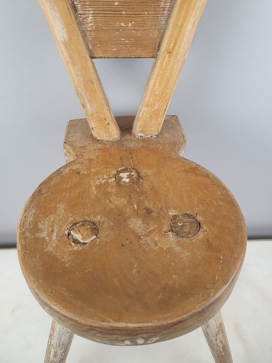 Scandinavian Stool In Fir, Sweden Circa 1960-photo-4