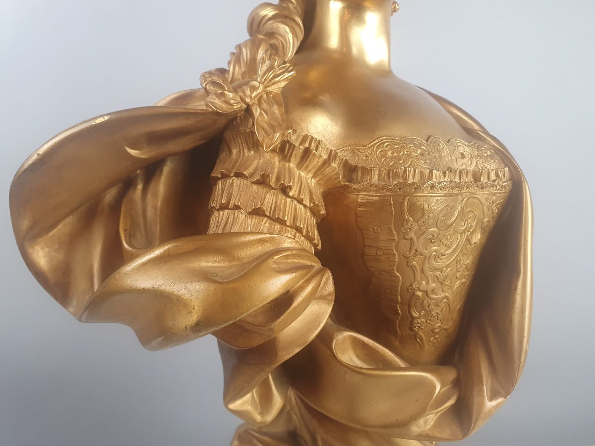 Maison Millet In Paris, Pair Of Gilded Bronze Busts, 19th-photo-4