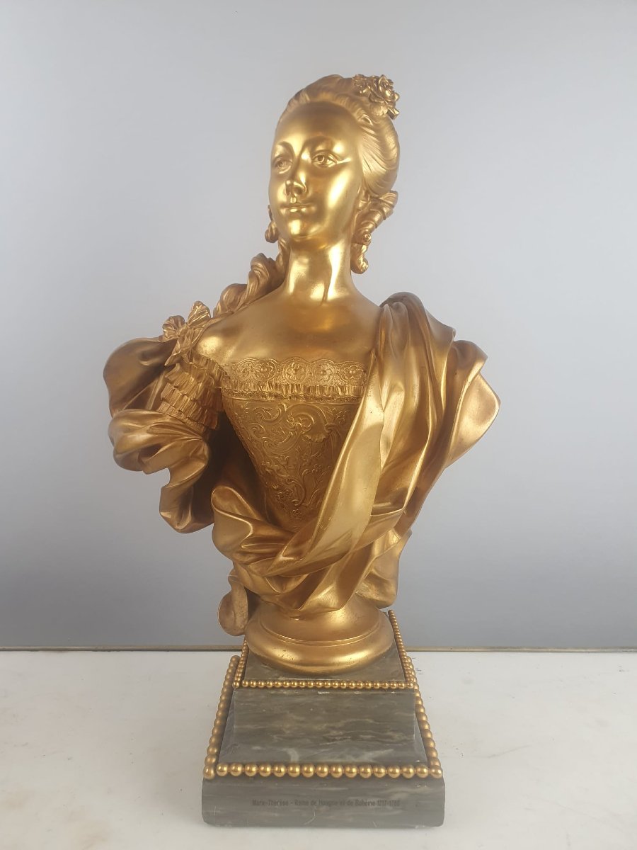 Maison Millet In Paris, Pair Of Gilded Bronze Busts, 19th-photo-1