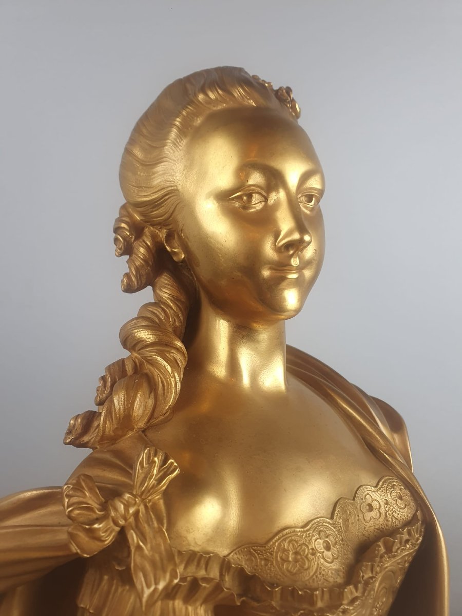 Maison Millet In Paris, Pair Of Gilded Bronze Busts, 19th-photo-2