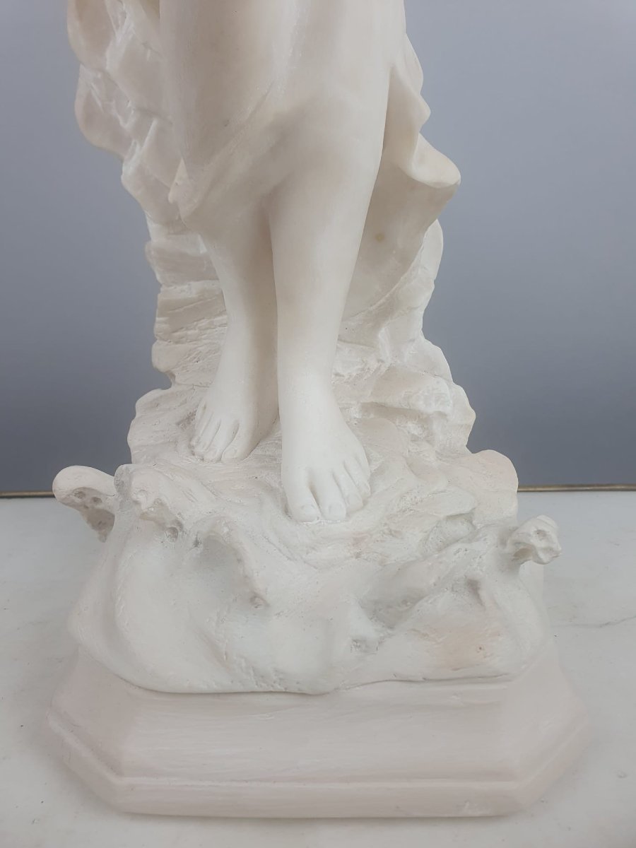 "young Woman With Drapes" Alabaster Sculpture, Circa 1900-photo-3