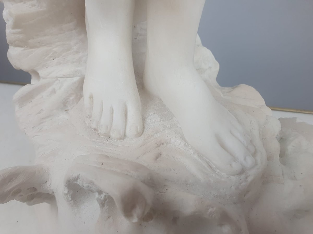 "young Woman With Drapes" Alabaster Sculpture, Circa 1900-photo-5