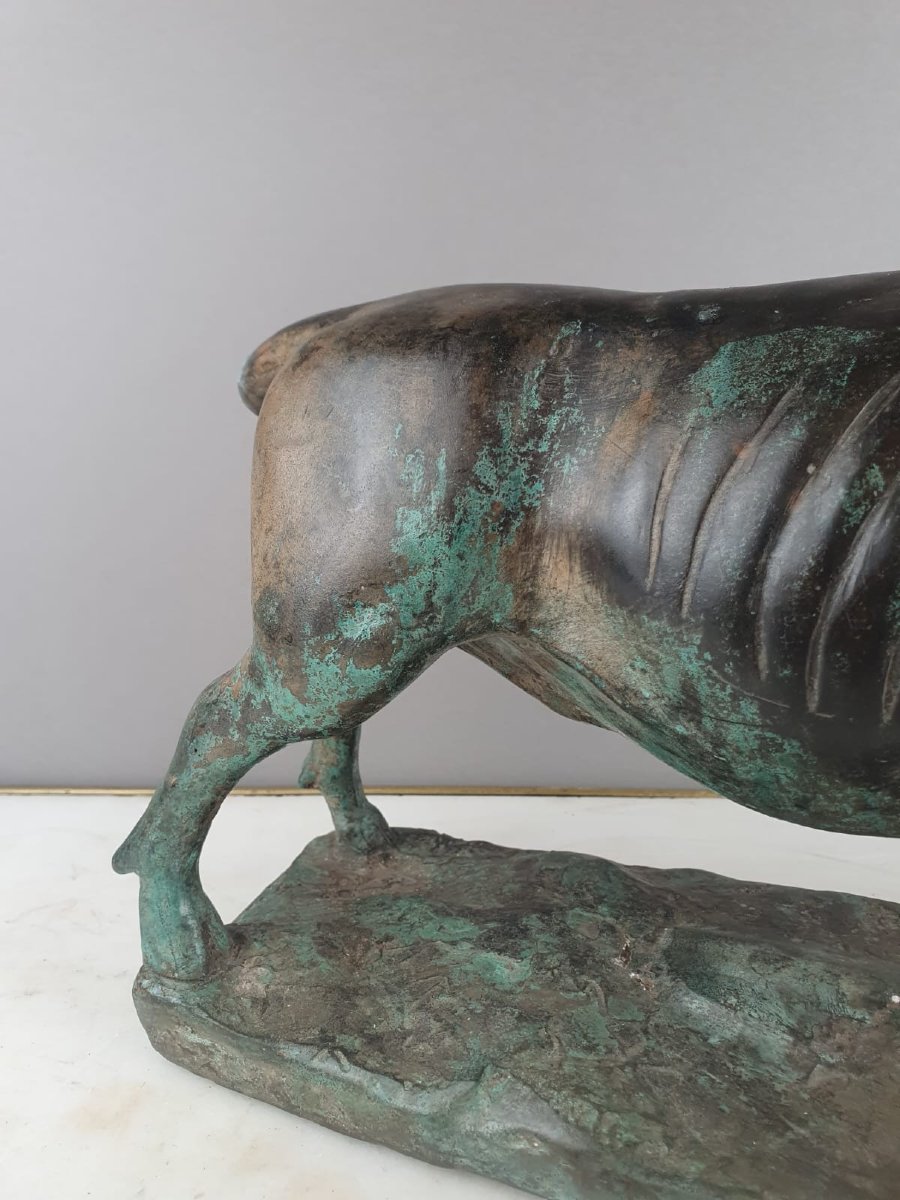 Bronze With Green Patina "bull" Unsigned Early 20th Century-photo-4