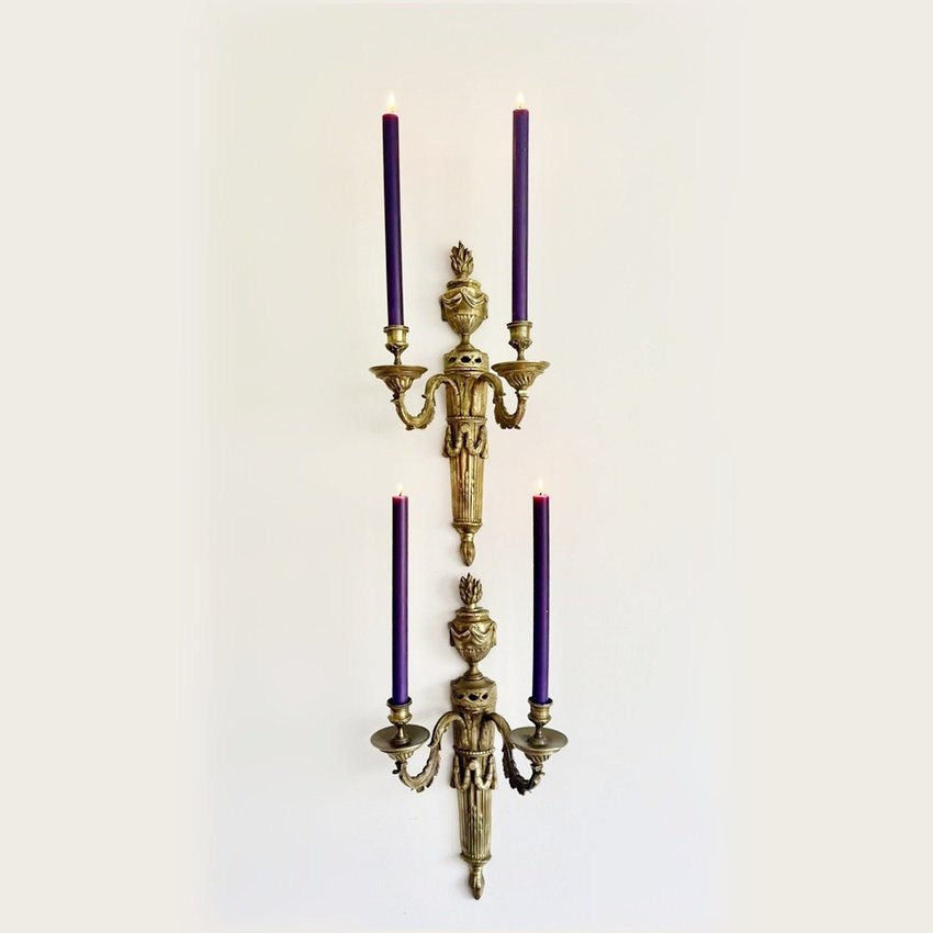 Paire d'appliques en bronze doré, fin 19th.c-photo-2