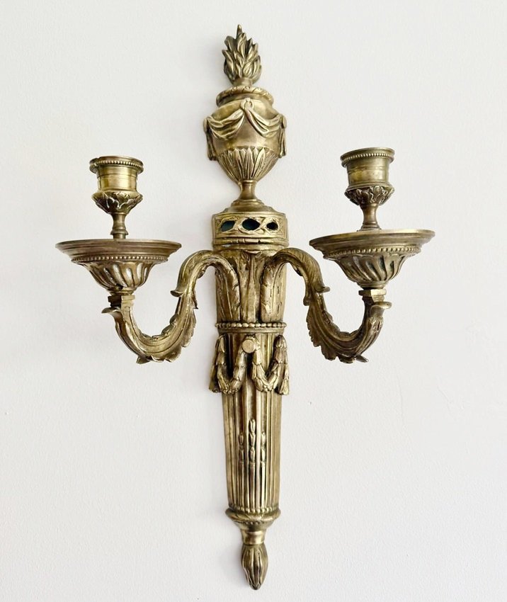Paire d'appliques en bronze doré, fin 19th.c-photo-3