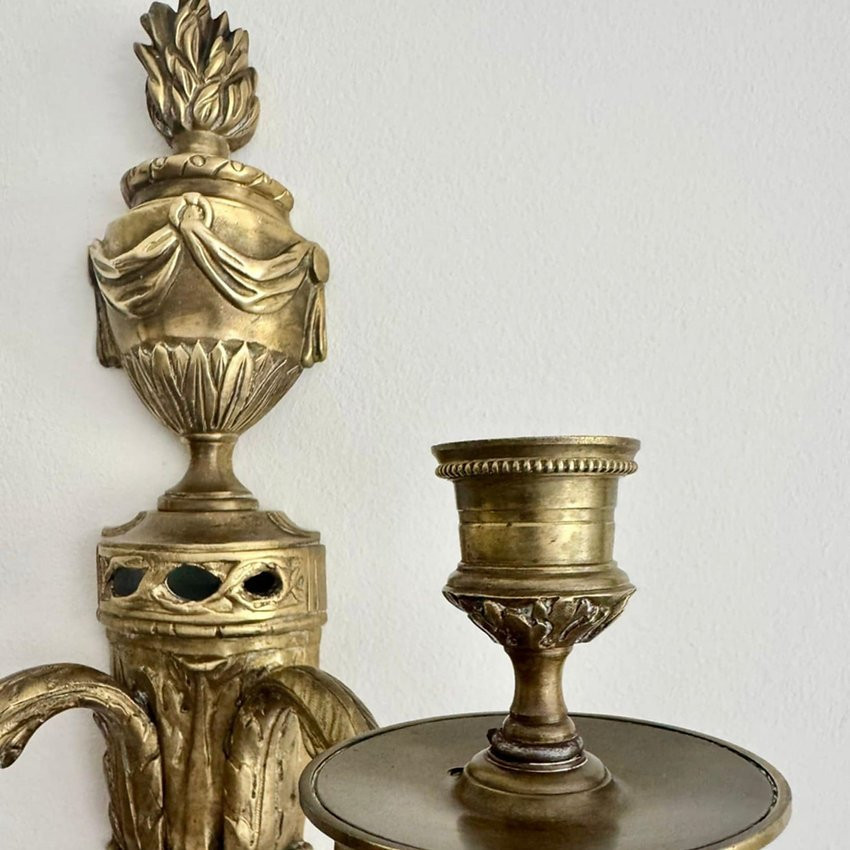 Paire d'appliques en bronze doré, fin 19th.c-photo-2
