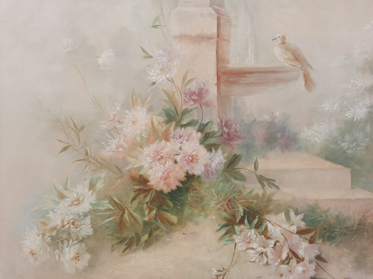 Grande toiles décoratives, vers 1900, signé A. Hubert-photo-4