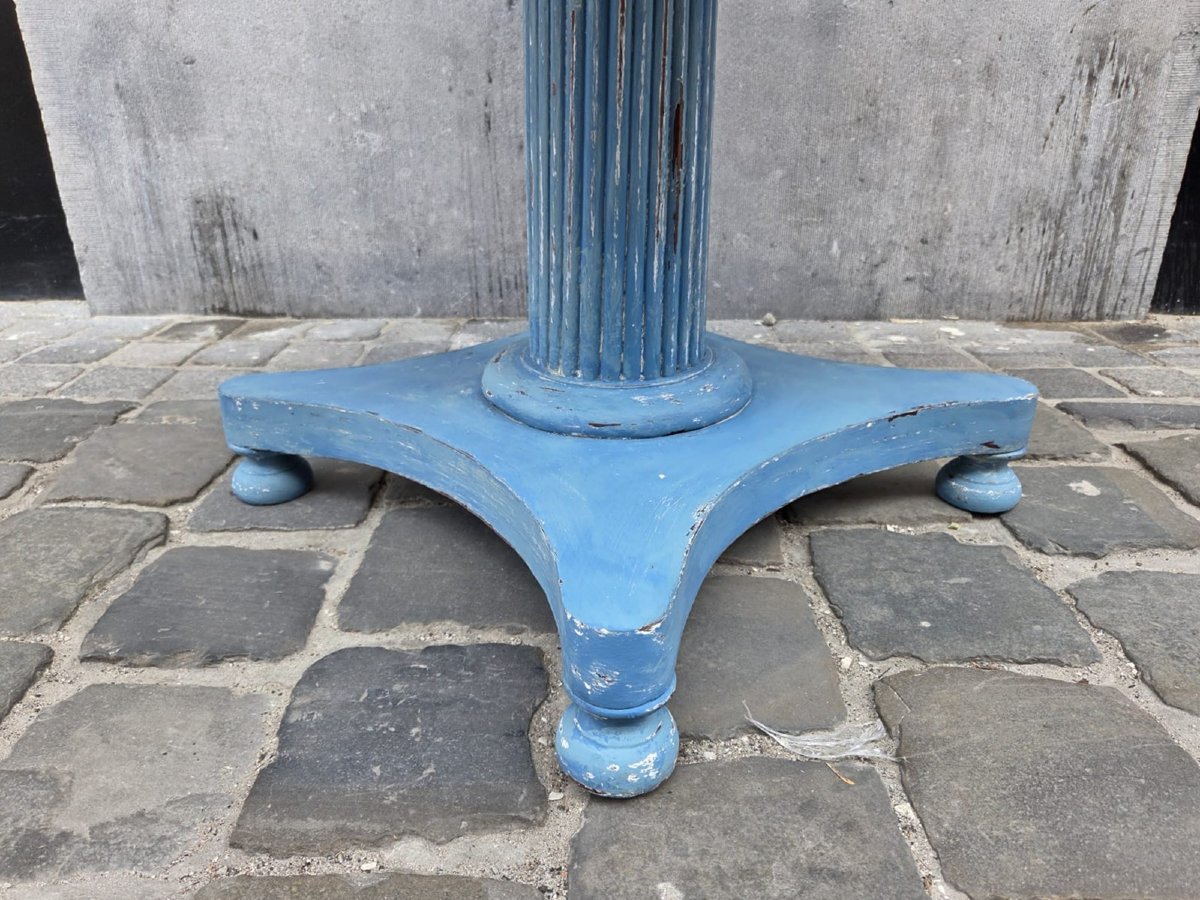 Blue-washed Wooden Pedestal Table, Sweden, Late 19th Century-photo-3