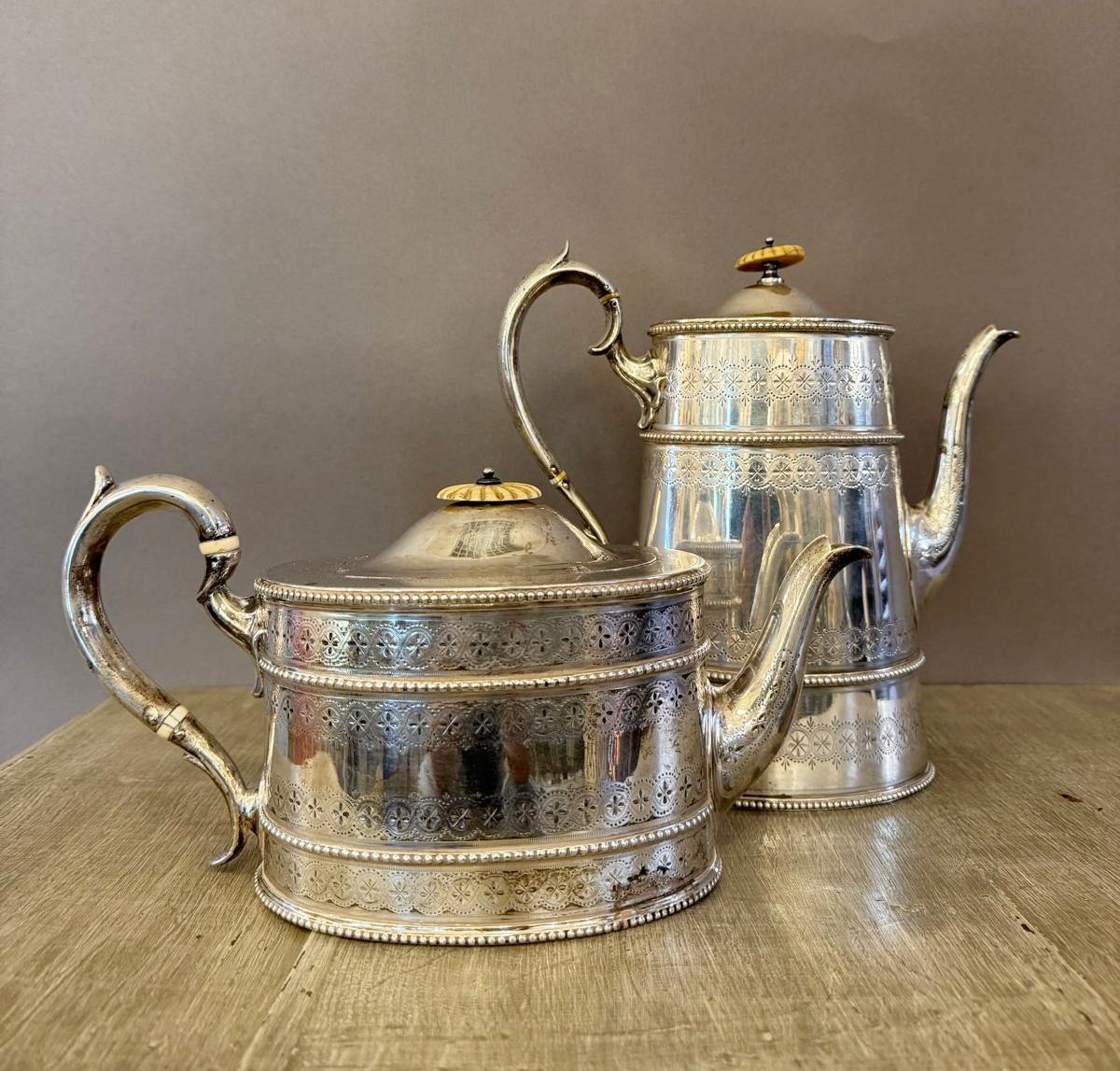 Théière et Cafetière, London 19Th.c, argent 925-photo-2