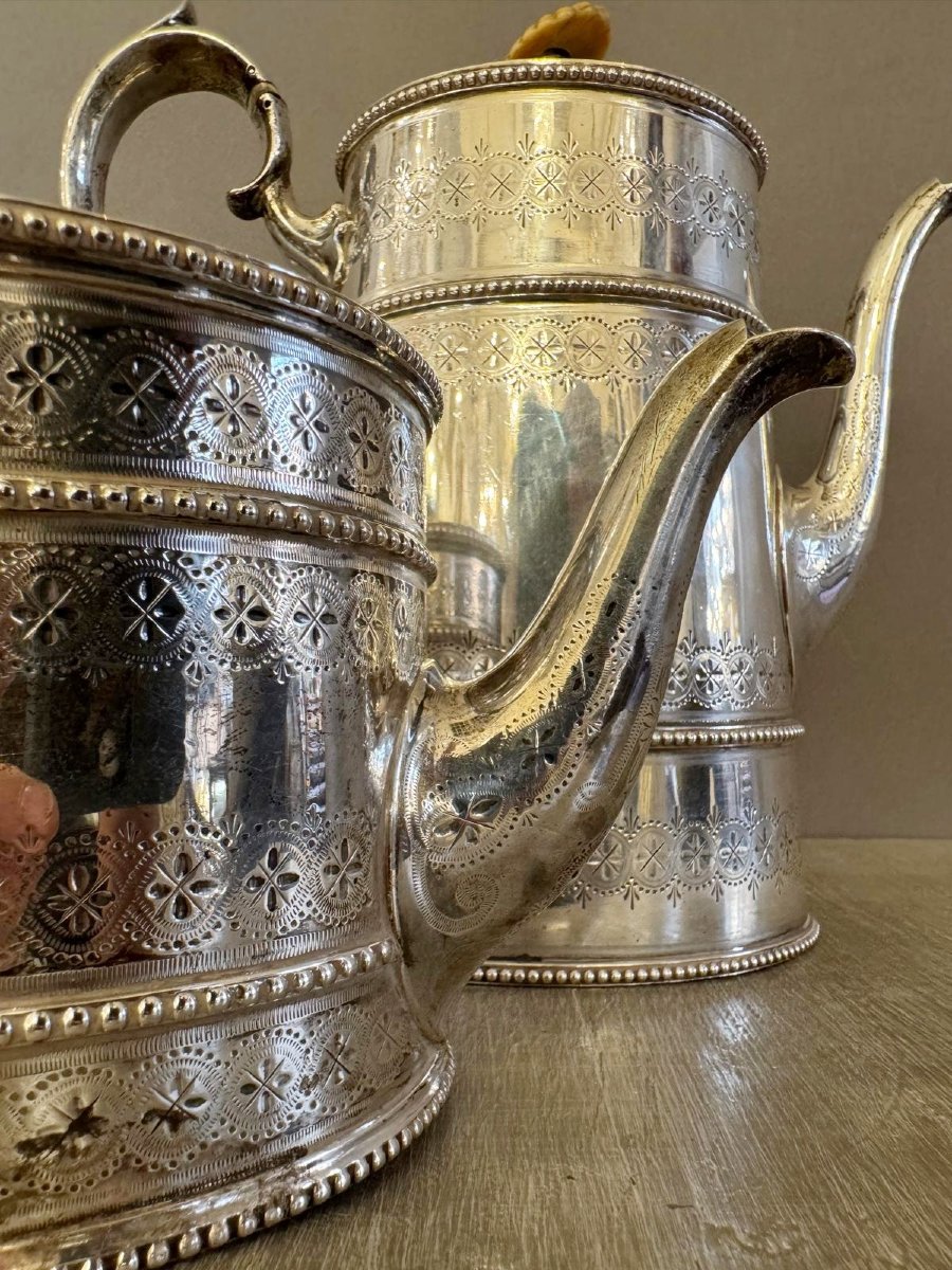 Théière et Cafetière, London 19Th.c, argent 925-photo-3