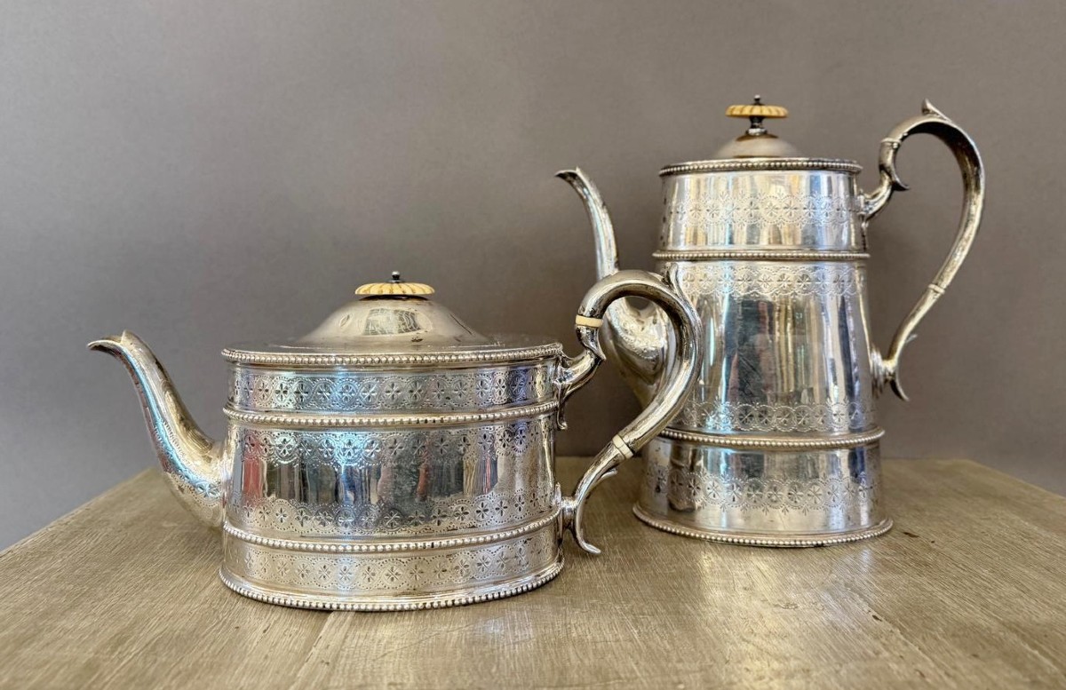 Théière et Cafetière, London 19Th.c, argent 925