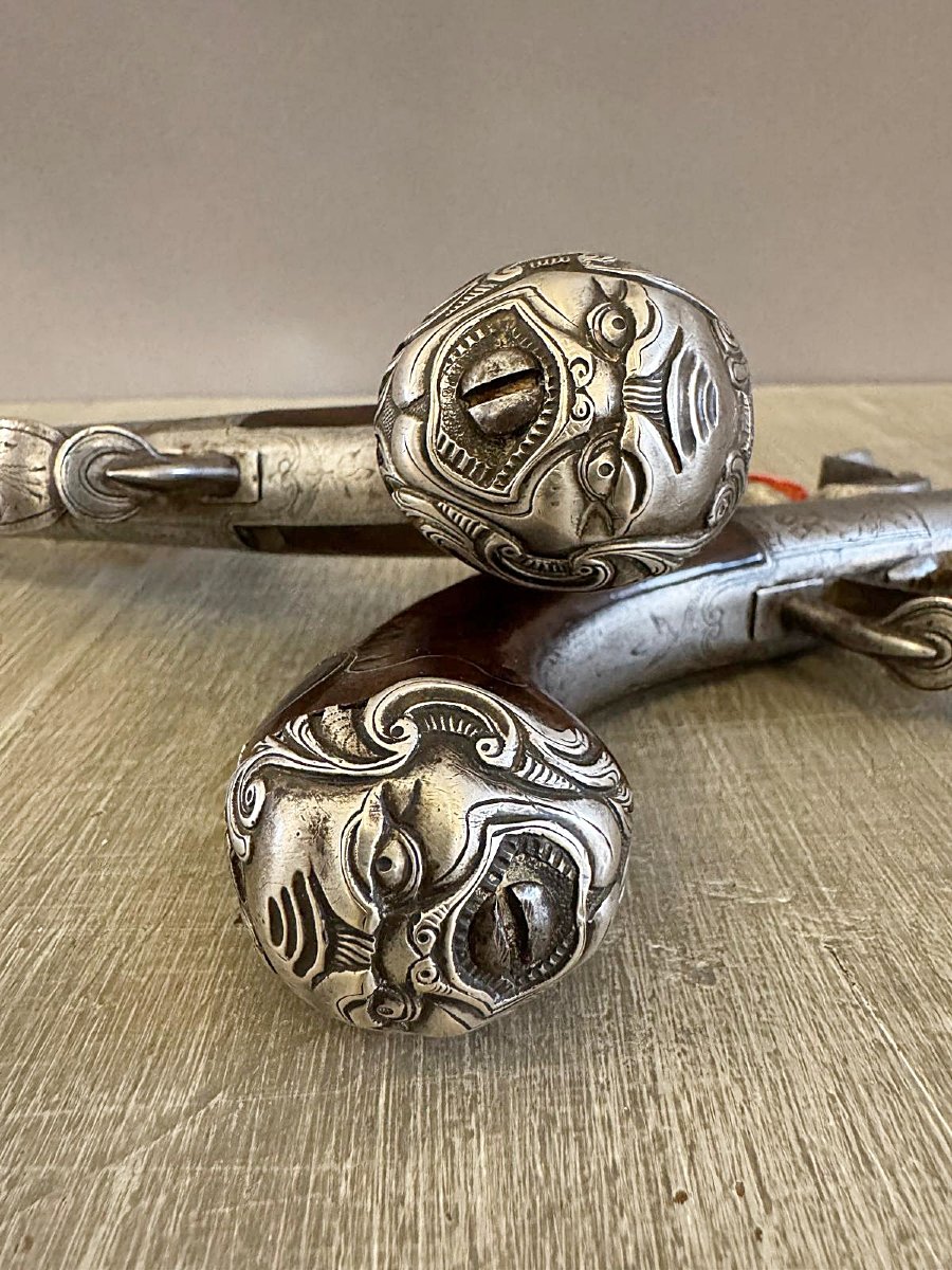 Pair Of Queen Anne Flintlock Pistols, Circa 1710, Signed-photo-1