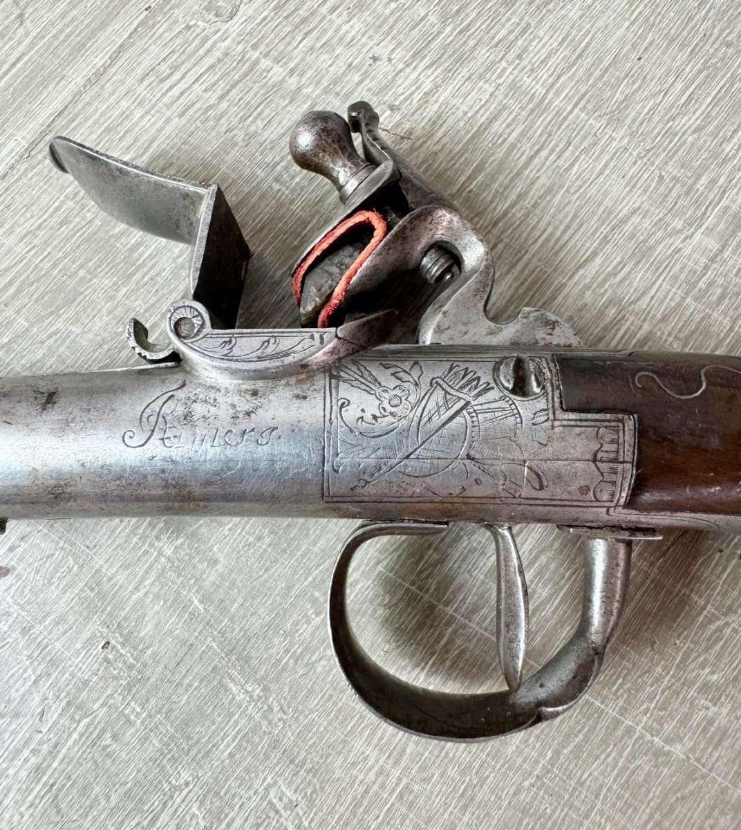 Pair Of Queen Anne Flintlock Pistols, Circa 1710, Signed-photo-3