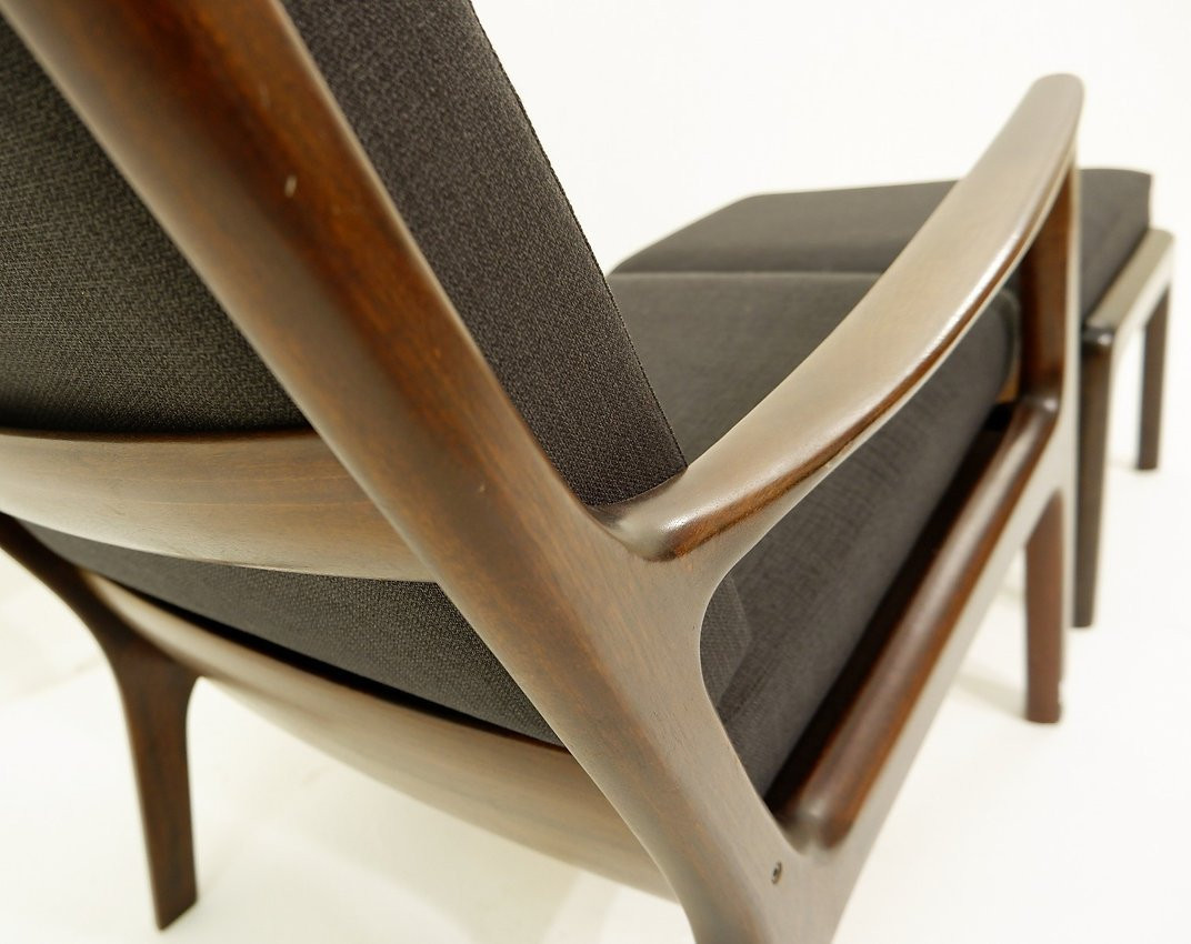 Ensemble de fauteuil et pouf Senator par Ole Wanscher pour Cado, années 1960-photo-2