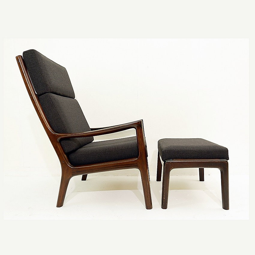 Ensemble de fauteuil et pouf Senator par Ole Wanscher pour Cado, années 1960