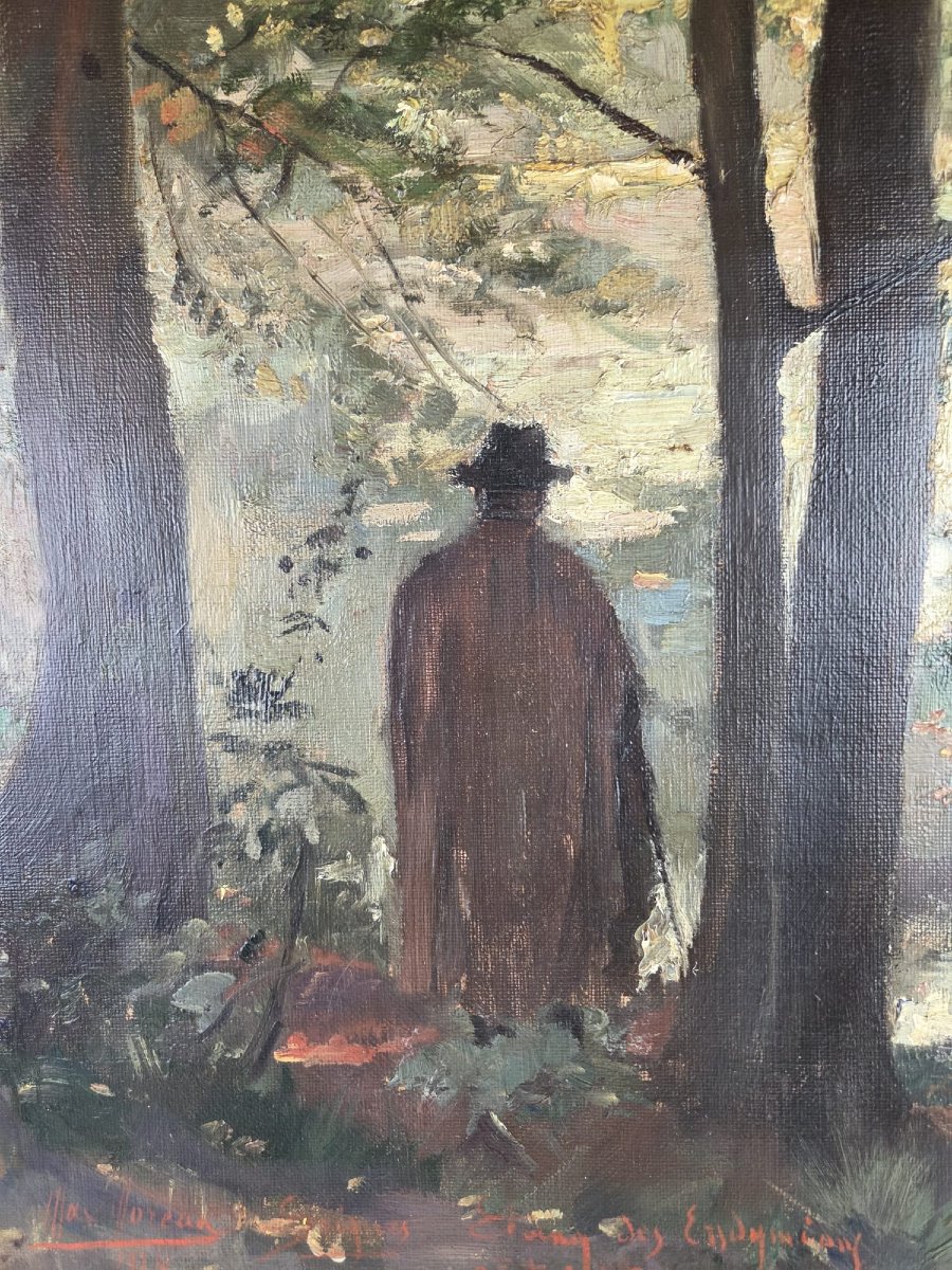 Max Moreau, Huile sur toile "Sous bois animé" 1924-photo-2