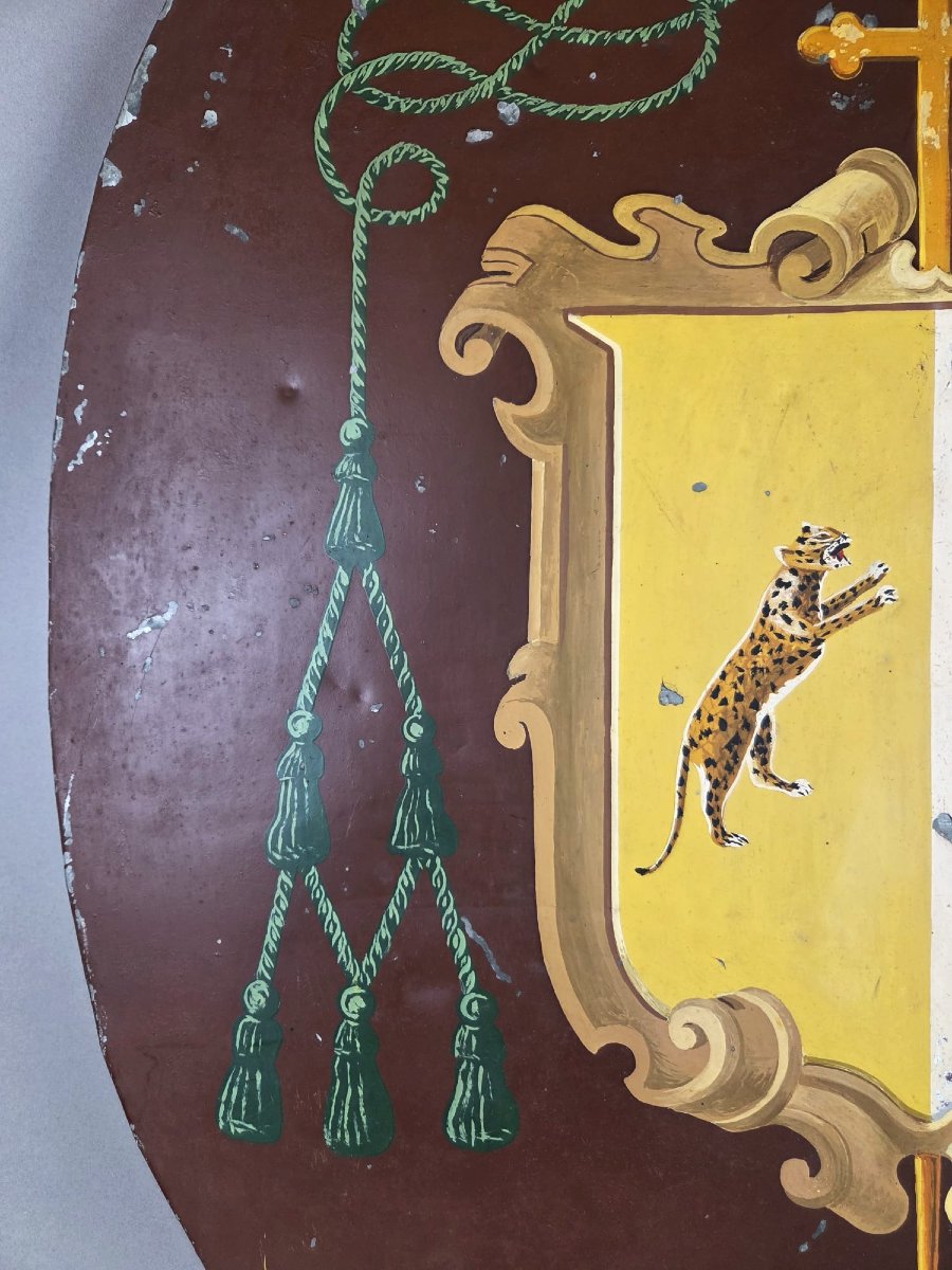 Coat Of Arms Panel In Painted Sheet Metal, Early 20th Century -photo-2